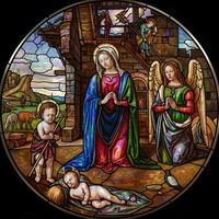 Nativity with Mary, Jesus, and Attending Angels