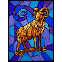 Bighorn Sheep in Blue and Gold