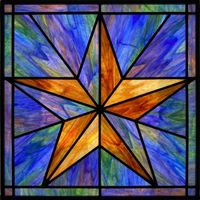 Five-Pointed Star in Golden Amber and Cobalt