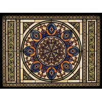 Ornate Circular Medallion in Amber and Cobalt