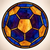 Geometric Soccer Ball Medallion in Cobalt and Amber