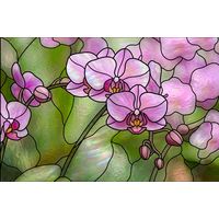 Orchid Blossoms in Soft Violet and Moss Green
