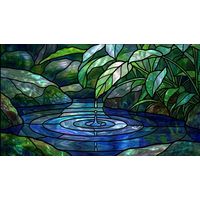 Zen Water Droplet and Lush Foliage