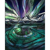 Aurora Borealis over Mountain Lake