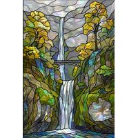 Cascading Falls with Stone Bridge