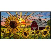 Sunflower Field with Barn