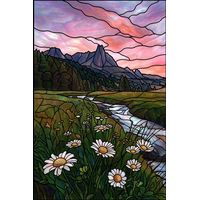 Mountain Meadow Sunset with Daisies