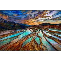 Terraced Geothermal Pools at Sunset