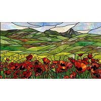 Poppy Fields with Distant Mountains