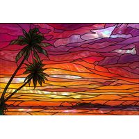 Tropical Sunset with Palm Silhouettes
