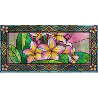 Tropical Plumeria Blooms with Ornate Border