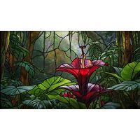 Red Blossom in Lush Foliage