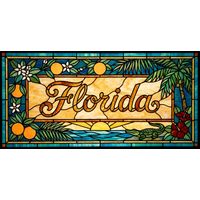 Florida State Motif with Citrus and Wildlife