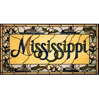 Mississippi River Motif with Cotton and Steamboats