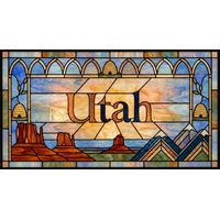 Utah State Emblem with Beehives and Mountains