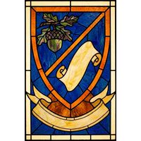 Heraldic Shield with Acorn and Scroll