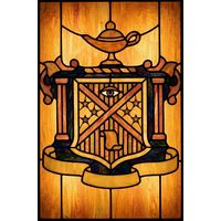 Masonic Heraldic Crest with Oil Lamp