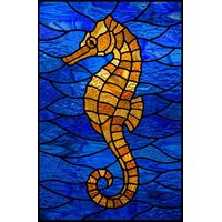 Golden Seahorse in Cobalt Waves
