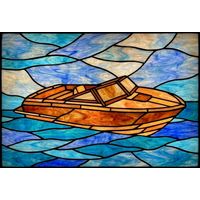 Classic Wooden Speedboat on Rippling Waters