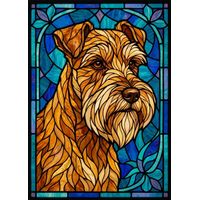Terrier Portrait in Amber and Blue