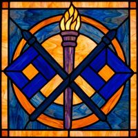 Torch and Crossed Flags Emblem