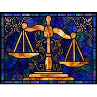 Scales of Justice in Amber and Cobalt