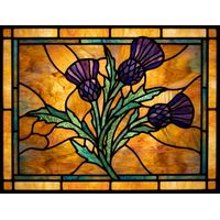 Thistle Sprig in Amber and Violet