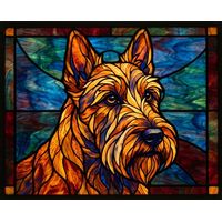 Terrier Portrait in Amber and Azure