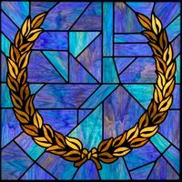 Golden Laurel Wreath in Cobalt and Azure