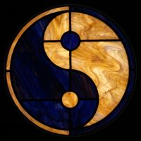 Yin and Yang Symbol in Cobalt and Amber