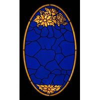 Butterfly and Floral Oval in Cobalt