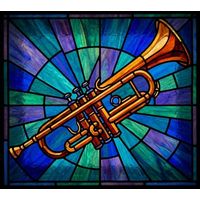 Golden Trumpet in Cobalt and Teal