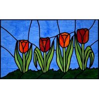 Four Vibrant Tulips in Spring