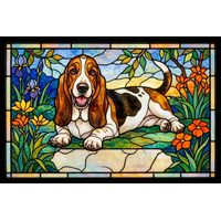 Basset Hound in a Garden Custom Pet Portrait