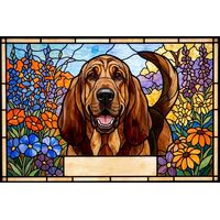 Happy Bloodhound in a Summer Garden