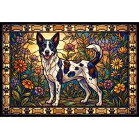Australian Cattle Dog in a Blooming Garden