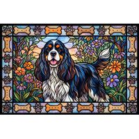 Cavalier King Charles Spaniel in the Garden Custom Pet Portrait