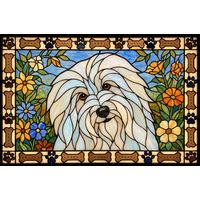 Fluffy White Dog in a Floral Garden