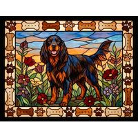Black and Tan Spaniel in the Garden Custom Pet Portrait