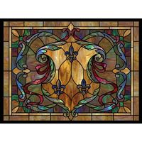 Fleur-de-Lis Scrollwork in Amber and Jewel Tones