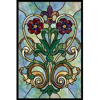 Floral Fleur-de-lis Motif in Jewel Tones