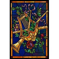 Classical Lyre and Horn with Floral Garland