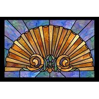 Amber Shell Fan with Blue Rays