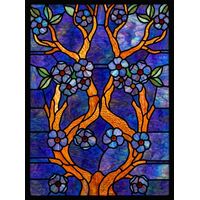 Blue Blossoms on Amber Boughs