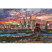 Sunset Cityscape with Iconic Bridge