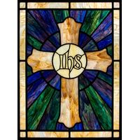 IHS Monogram Cross with Radiating Light