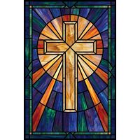 Radiant Cross in Amber and Cobalt