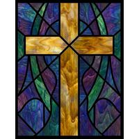 Luminous Golden Cross in Jewel Tones
