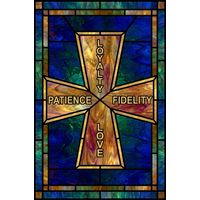 Cross of Virtues with Loyalty, Patience, Fidelity, and Love