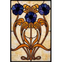 Art Nouveau Floral Symmetry in Cobalt and Amber